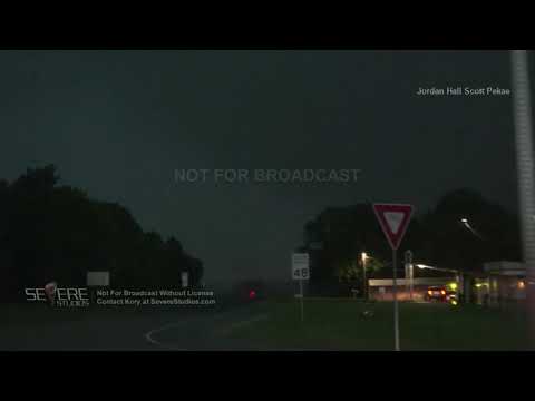 Okemah OK Large Wedge tornado with power flashes 5-4-2022