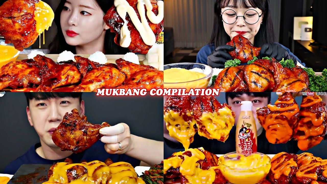KOREAN SPICY BBQ CHICKEN🍗🔥// MUKBANG COMPILATION 