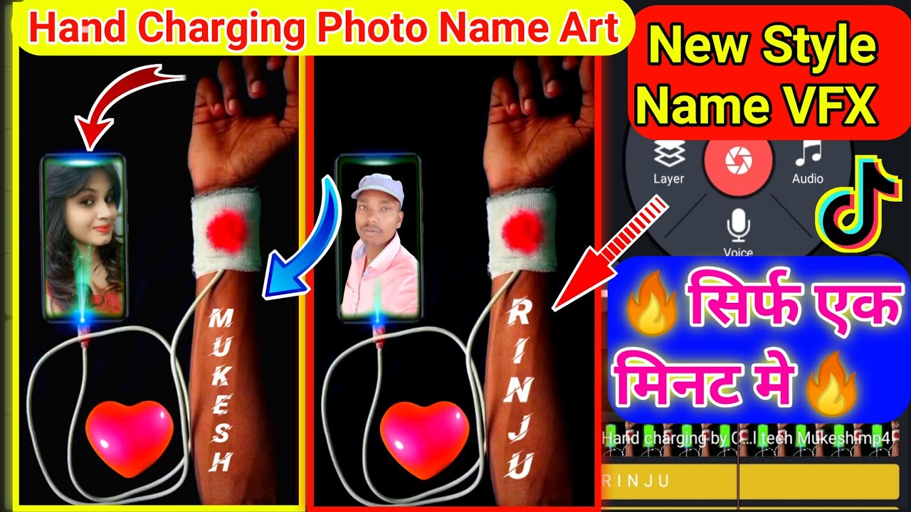TikTok new style | TikTok hand charge with photo name video editing | kinemaster editing video |