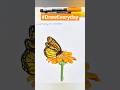 Day 22 | A BUTTERFLY ON A BLOSSOM | Draw everyday Draw every way | Nature | Markers &amp; black pen