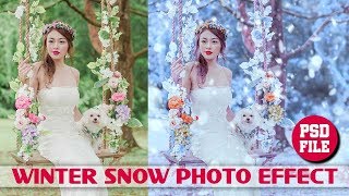 PHOTOSHOP PHOTO EFFECT TUTORIAL - WINTER SNOW | FALSE COLOR screenshot 1