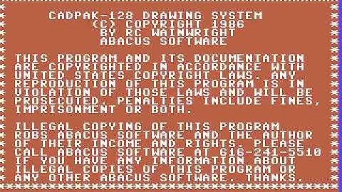 C128 COMMODORE 128 cadpak 128 s1 FROM Abacus 1986