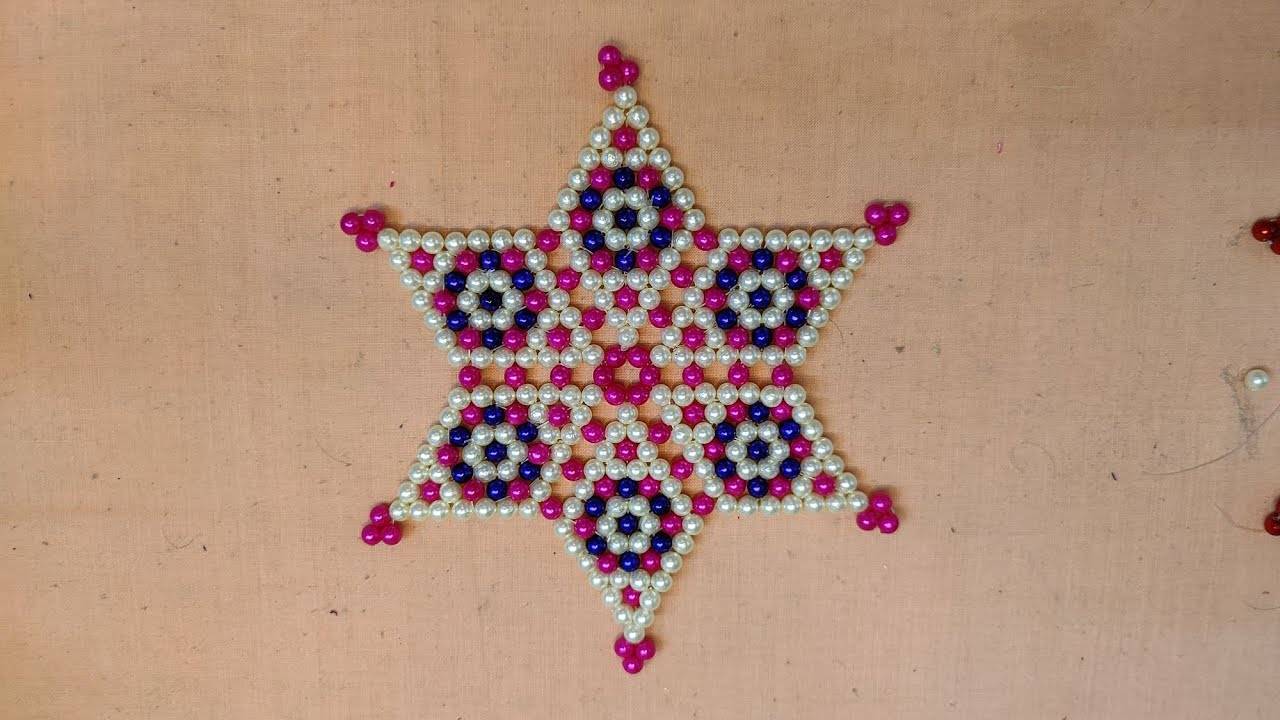 441 Moti rangoli मोत्यांची रांगोळी/शिकवणी Step by step Tutorial/handmade/Pl like, share, subscribe 🌹