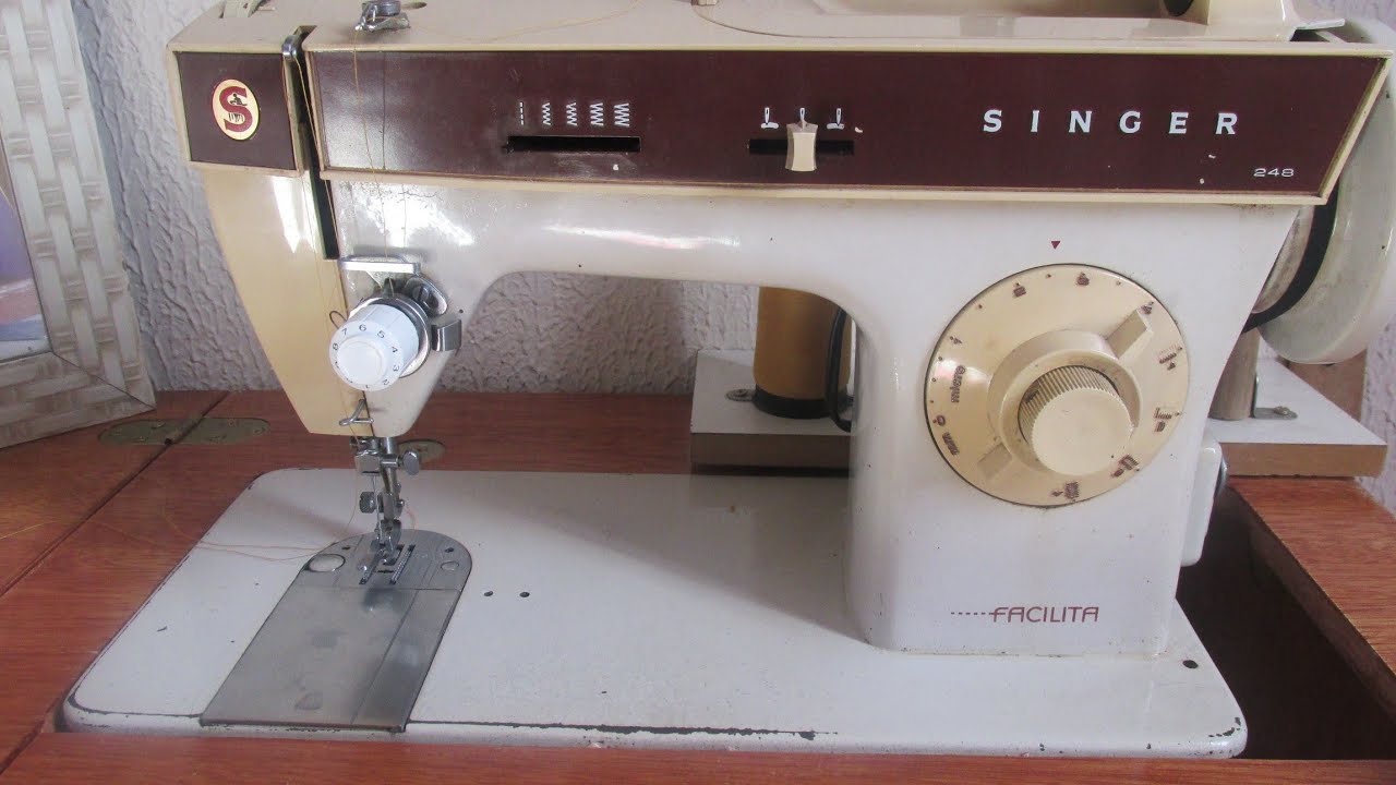 como passar a linha na máquina Singer facilita 248 Doméstica