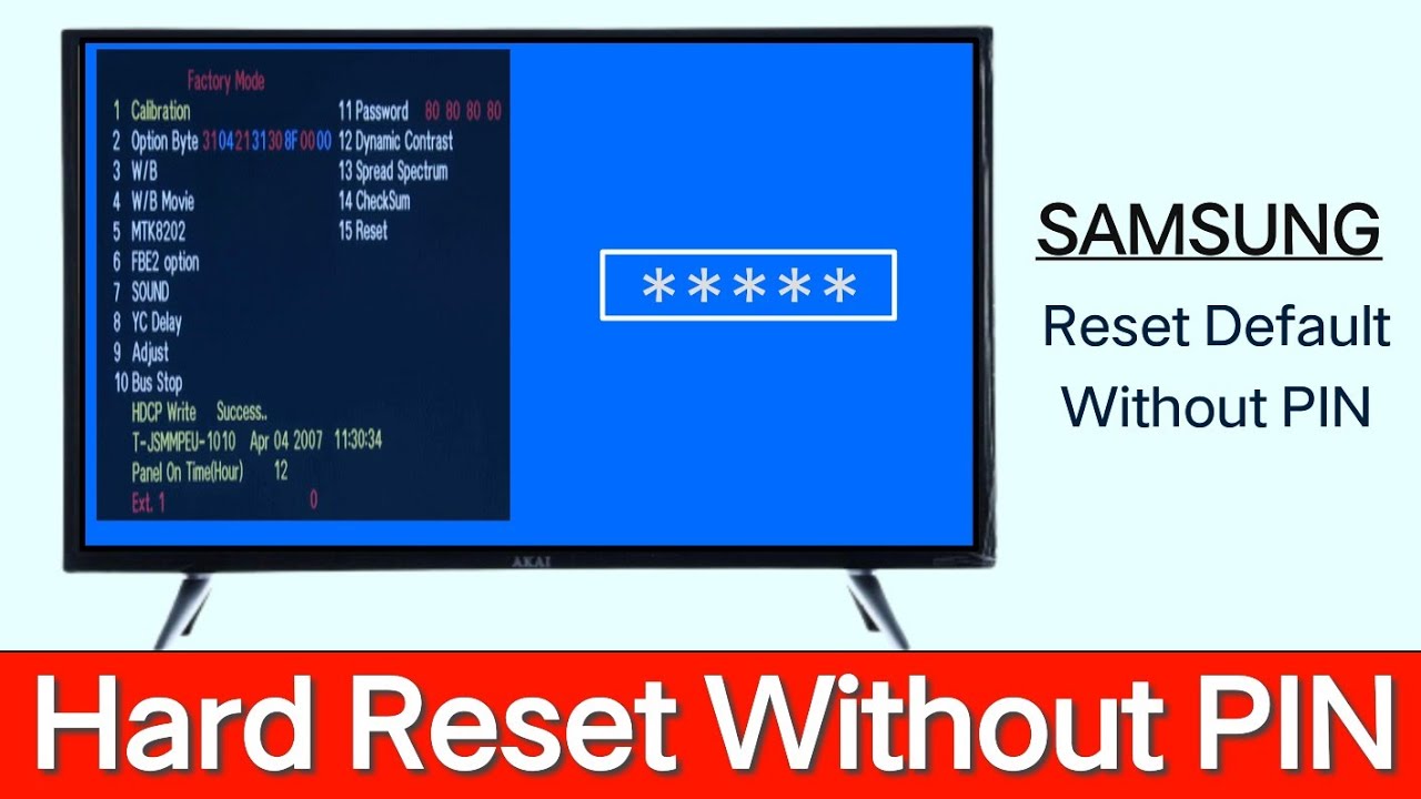 Samsung TV Hard Reset Without PIN  Without PIN Samsung TV Factory Reset   How To Reset Without PIN