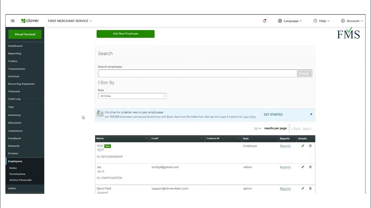 Clover dashboard how to set employees youtube