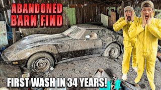 First Wash in 34 Years: BARN FIND Corvette Stingray ft. Robby Layton! | Car Detailing Restoration screenshot 1