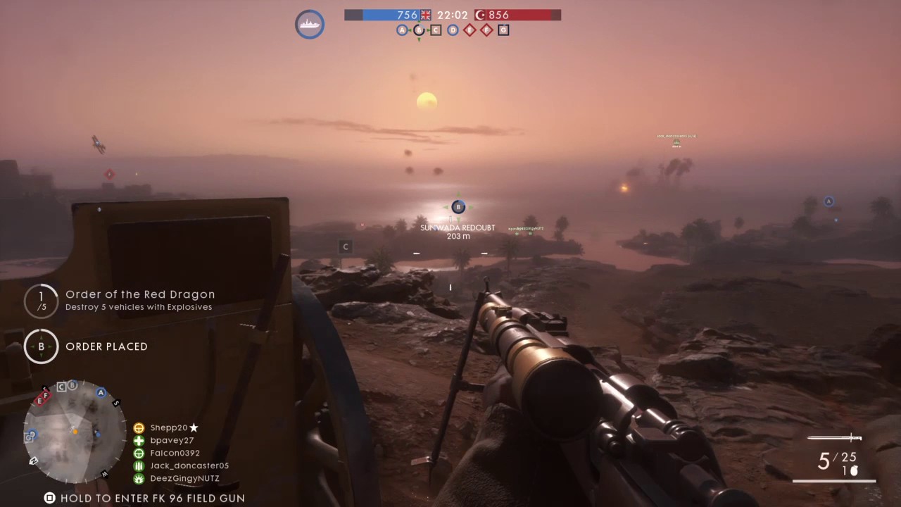 BF1 Long Range Field Gun Kill