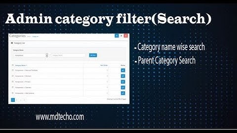 Admin Category Search or Filter Opencart Demo By MD Techo