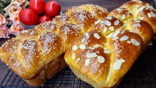 Πασχαλινά Τσουρέκια 2024🔥Τόσο αφράτα και με Ινες δεν έχω δοκιμάσει στη Ζωή μου👌Greek Easter Bread 😋