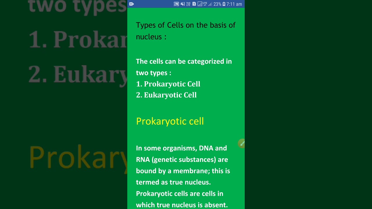 Prokaryotic cells  and eukaryotic cells definition