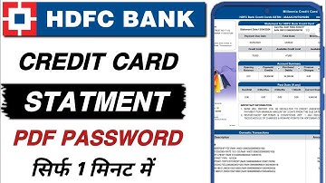 How To Open Hdfc Bank Credit Card Statement Pdf | hdfc bank Credit Card Statement Pdf Password