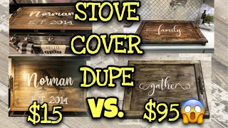 FARMHOUSE STOVE COVER DUPE | $15 FARMHOUSE STOVE COVER VS. $95