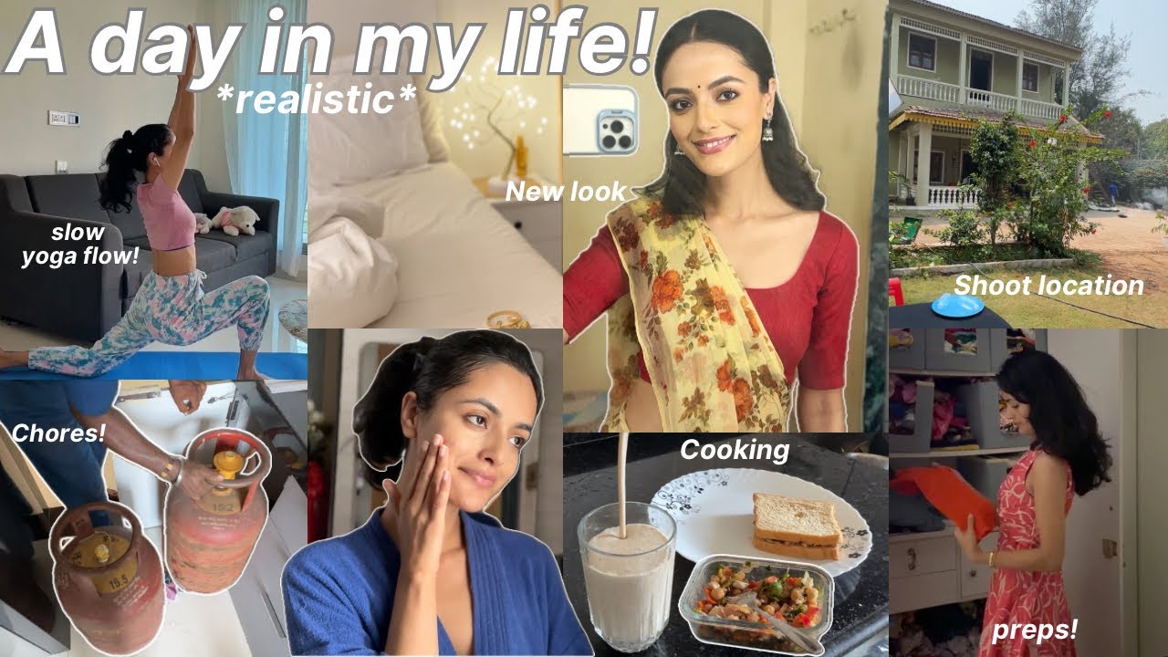 A Realistic Day In My Life🧚🏼: morning yoga, chores, MOCK SHOOT & meeting friend! Finding balance ❥