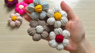 B61. Móc hoa 5-6 cánh bằng mũi hạt bắp dùng để trang trí áo, túi xách, kẹp tóc - crochet flower