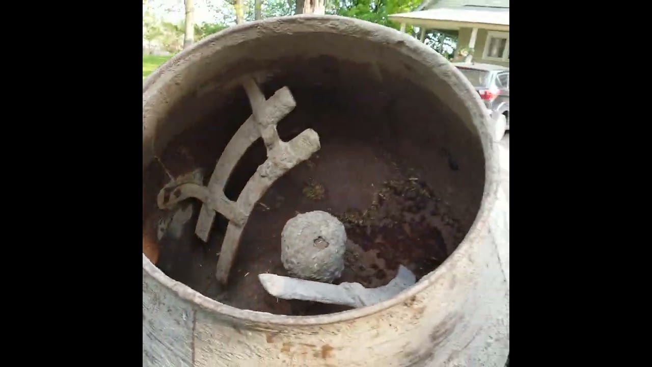 Jaeger 3 1/2 E cement mixer powered by Fairbanks Morse Z model D gas engine. Around 1940