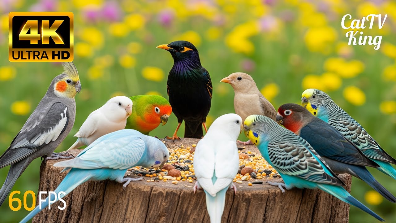Birds for Cats to Watch: 4K Nature Show - Parrots, Squirrels & More