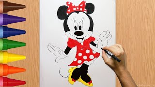 رسم سهل |تعليم رسم ميكي ماوس كامل | رسم وتلوين ميني ماوسrasm mickey | رسم اطفال| احمد عماره