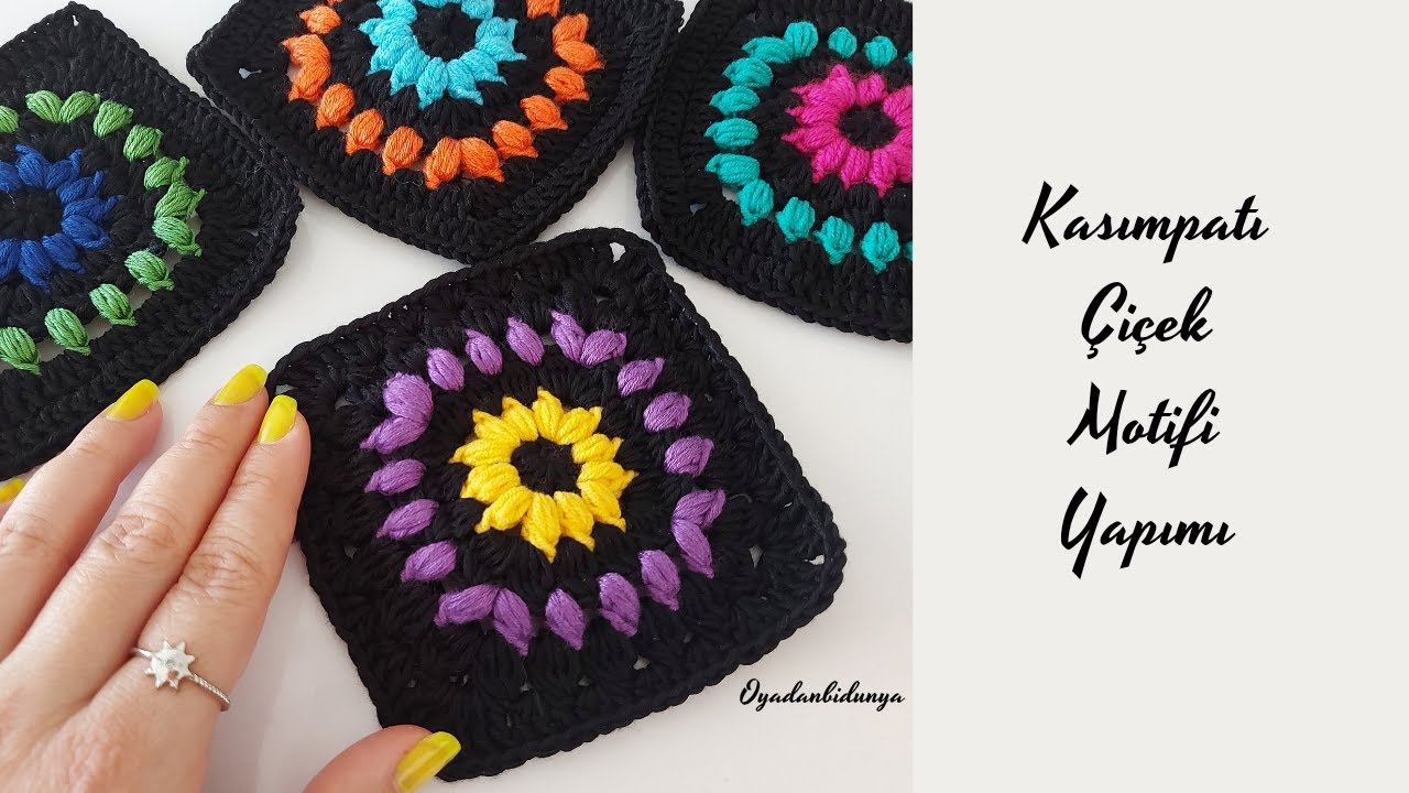 Çiçekli farklı bir motif yapımı #tığişi #motif #crochet