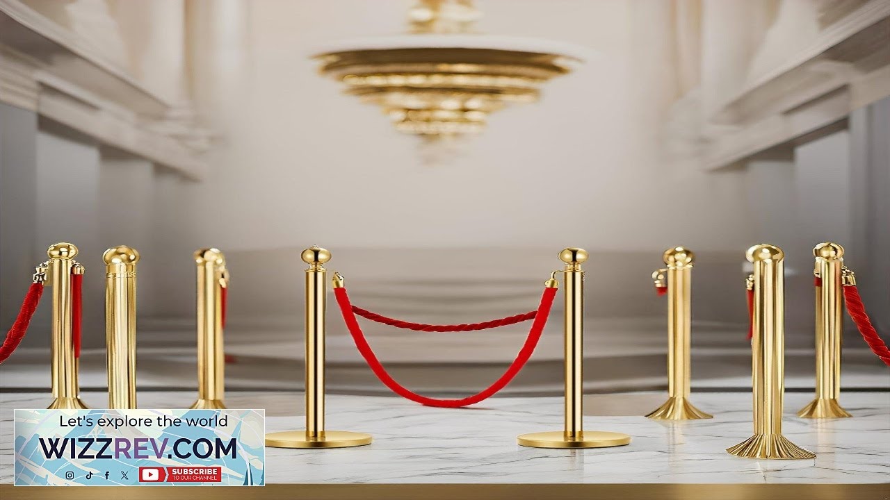 Garvee Gold Stanchion Post with Red Velvet Rope Stainless Steel Elegant Crowd