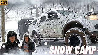 STORM SNOW CAMP  WIND, RAIN, SNOW SURPRISE  CARAVAN CAMP #caravan #offroad #snowcamping