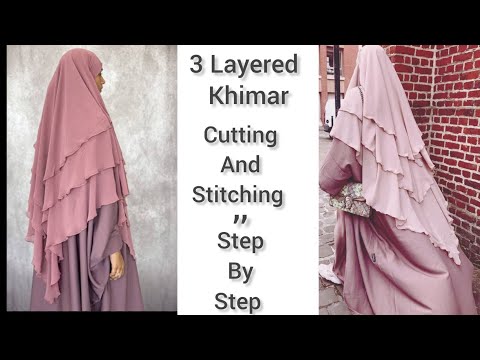 3 layers khimar hijab / french khimar / cutting and stitching step by step