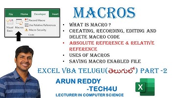 EXCEL VBA TELUGU PART - 2 || MACROS || CREATE MACRO || EDIT MACRO || DELETE MACRO || USES OF MACRO||