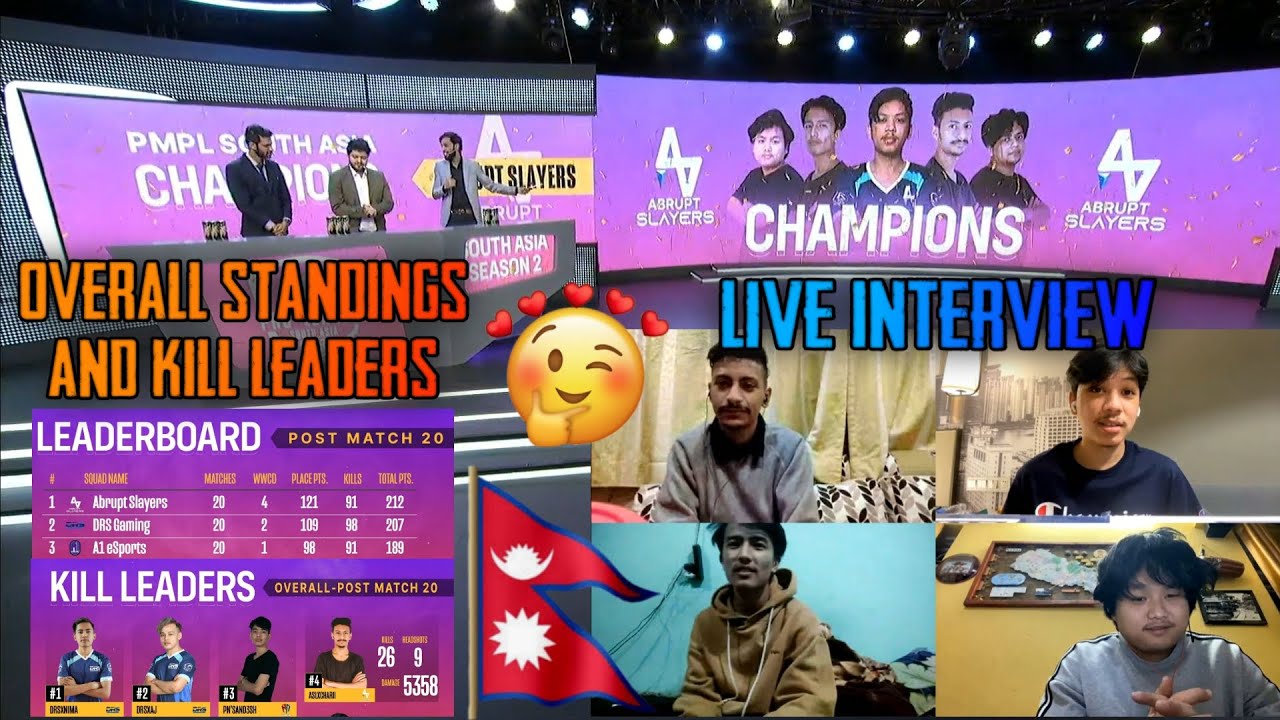ABRUPT SLAYERS INTERVIEW AFTER WINNING PMPL SA S2 FINALS 🥰 || OVERALL STANDINGS & KILL LEADERS 🤩 ||