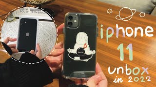 iphone 11 unboxing in 2022 🌑black | + accessories aesthetic