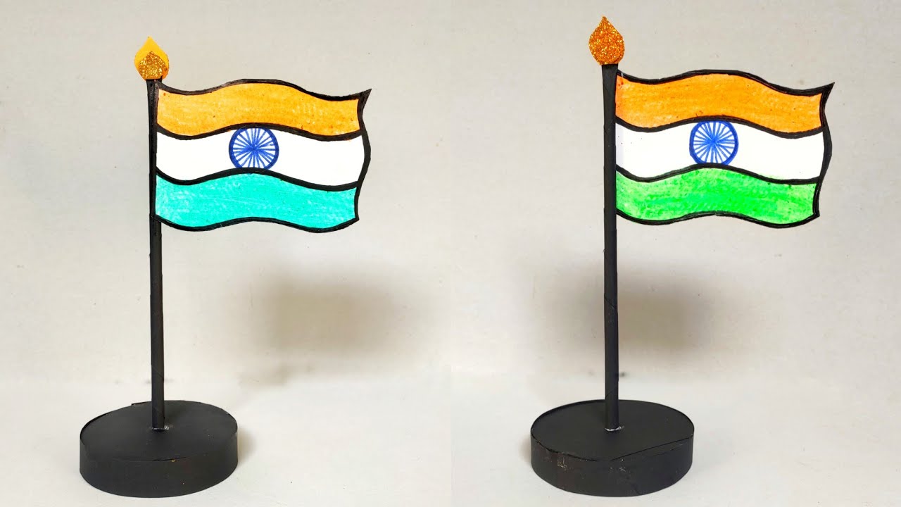 Indian Tricolor Flag Making | How To Draw Flag | DIY | Flag From Paper | By Crafty Sneha
