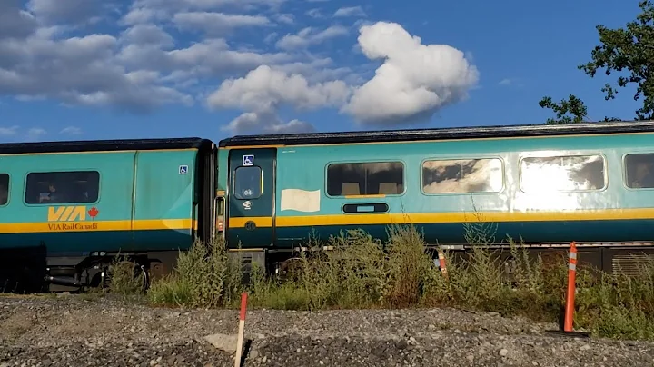 TRAINS Via Rail P42DC and Renaissance Coaches at Wellington Street Viaduct in Griffentown