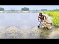 Traditional Net Fishing Video - Old Man Catching Fish - Net Fishing Skill