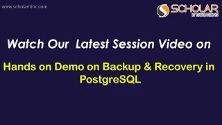 Hands on Demo on Backup & Recovery in PostgreSQL Session Video #postgresql #database #db #webinar
