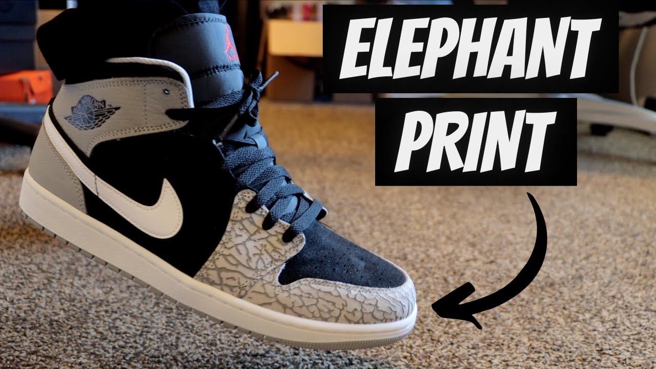 Jordan 1 Mid Elephant Print Unboxing + 