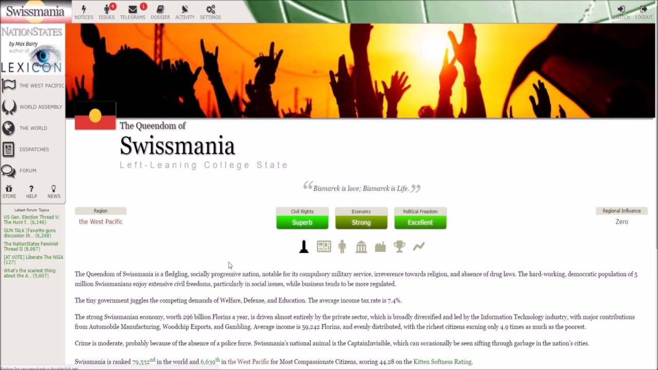 NationStates Community Gameplay: Birth of Swissmania! [1]