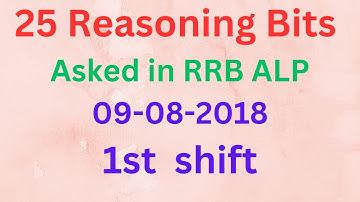 RRB ALP Reasoning Previous Year Question Paper 2018,  09-08-2018  shift  1