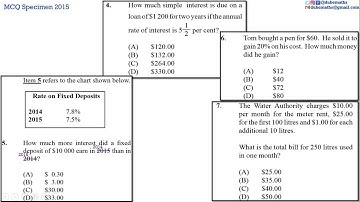 Demo E-tests | 4,5,6&7 | Consumer Arithmetic | Specimen Paper 2015 | CXC CSEC Mathematics