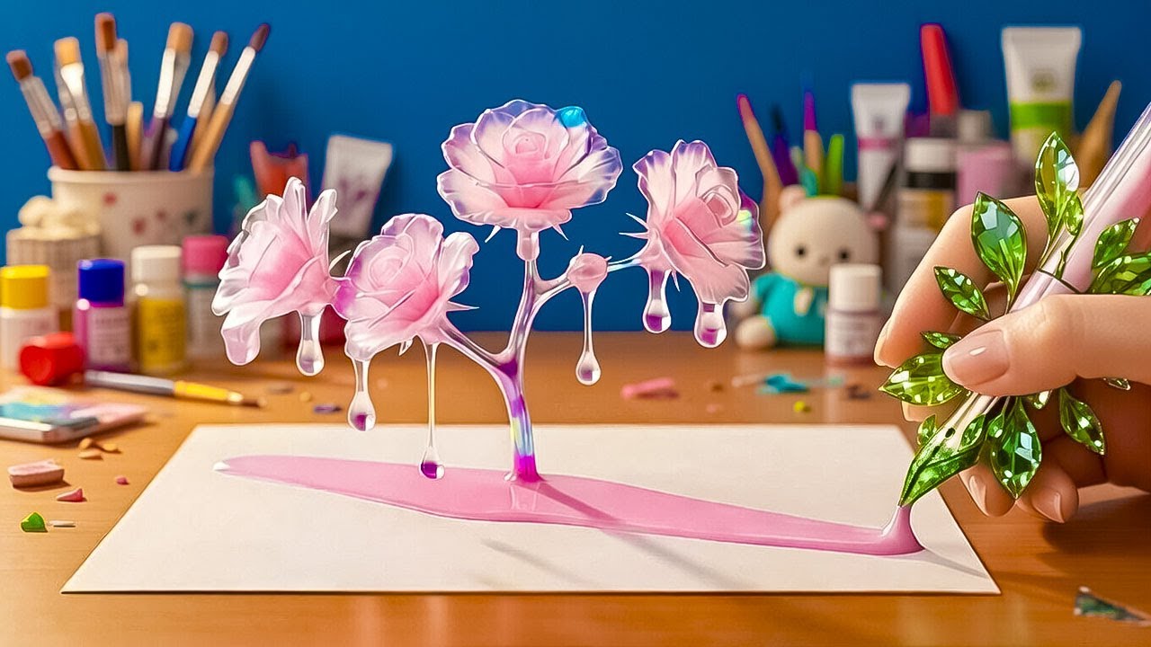 ASMR BEAUTIFUL CRYSTAL FLOWERS GROWING WITH MAGIC PEN | HYPNOTIC & RELAXING AI