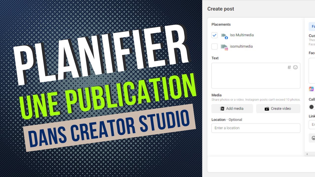 Comment planifier une publication Facebook ou Instagram dans creator studio | Iso Multimedia