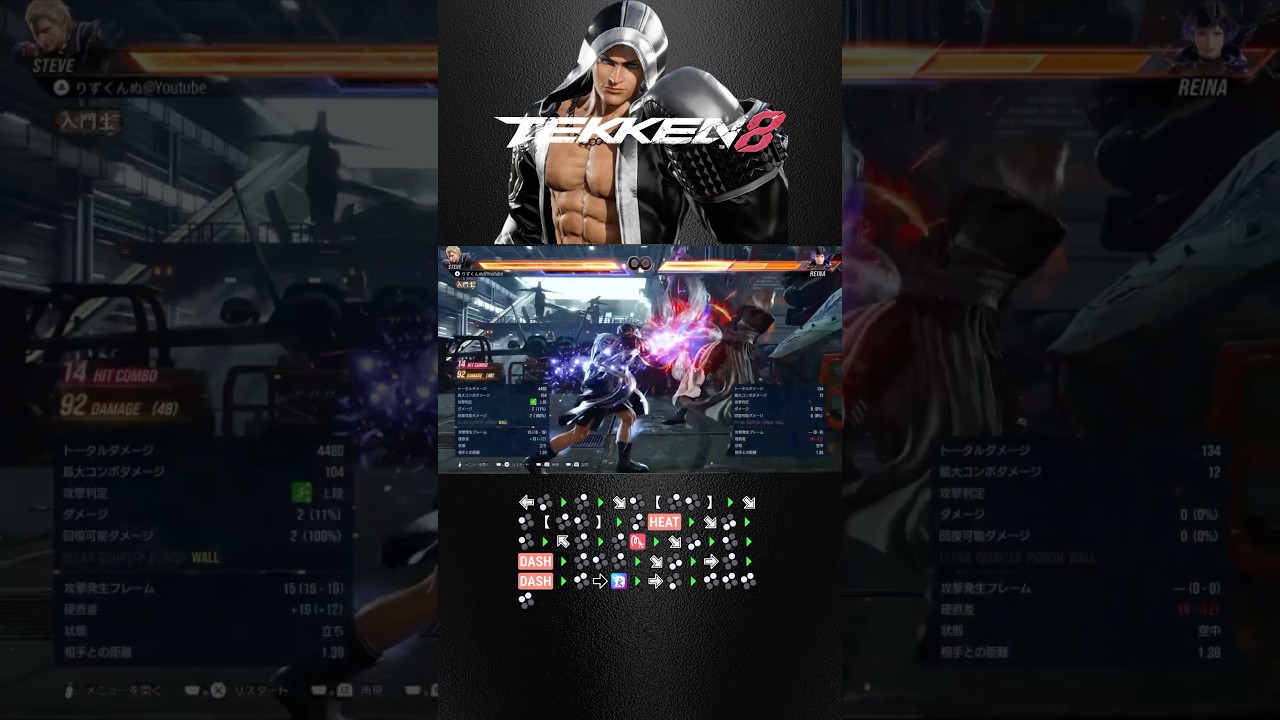 【TEKKEN8】 Steve Fox wall combo 109damage 