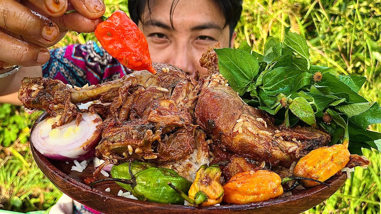 chicken Leg Pieces 🍗with Green king chilli 🌶️ Mukbang