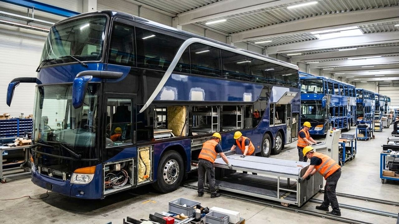 How a Tri-Axle Double-Decker Sleeper Coach Is Made | Inside the Factory