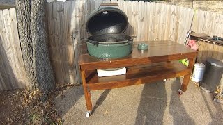 Start to finish of a green egg table.