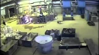 Explosion Showers Workers With Molten Metal