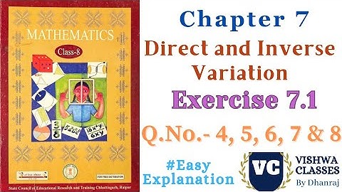 Class 8 | Maths | Chapter 7 | Direct and Inverse Variation | Ex. - 7.1 Q.No. 4, 5, 6, 7 & 8 | CGBSE