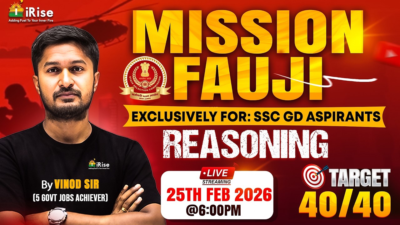 🔴LIVE@6:00PM🔴Mission Fauji Reasoning Live 🔥 | Target 40/40 for SSC GD 2026 | Vinod Sir
