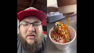 Guy crying over sundae getting undone meme