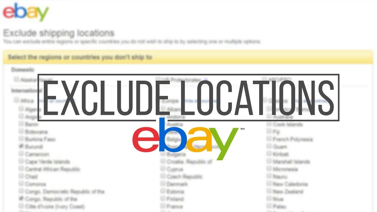 How to exclude shipping locations on eBay Shipping preferences