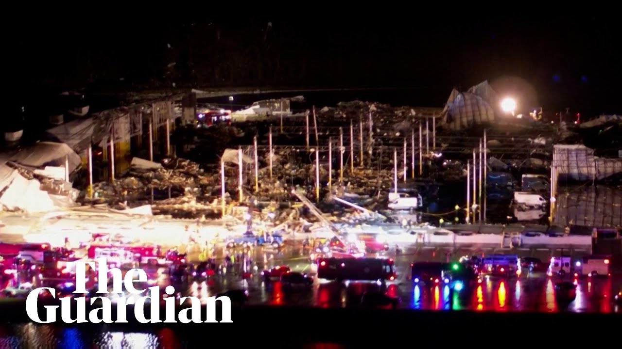 Drone footage shows collapsed Illinois warehouse after tornadoes sweep ...