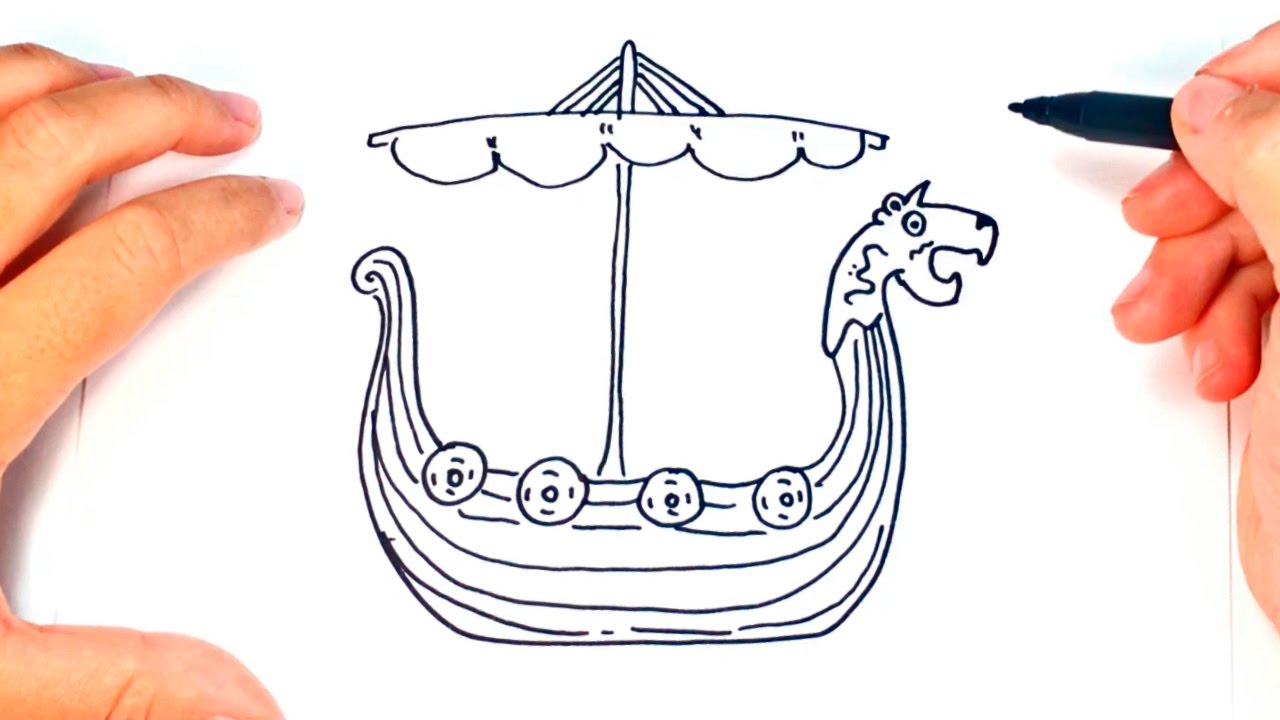 How to draw a Viking Ship | Viking Ship Easy Draw Tutorial - YouTube